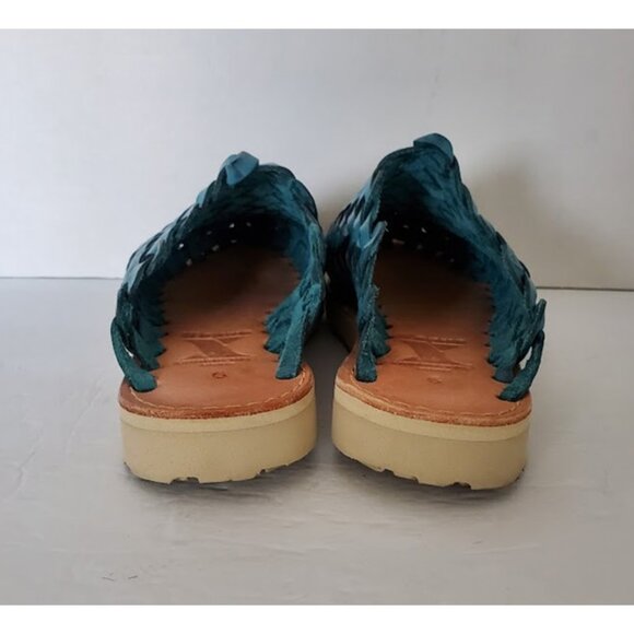 Huarache Mules by Brand X Huaraches Blue Handwoven Leather Size 6 Shoes Sandals - Picture 7 of 12